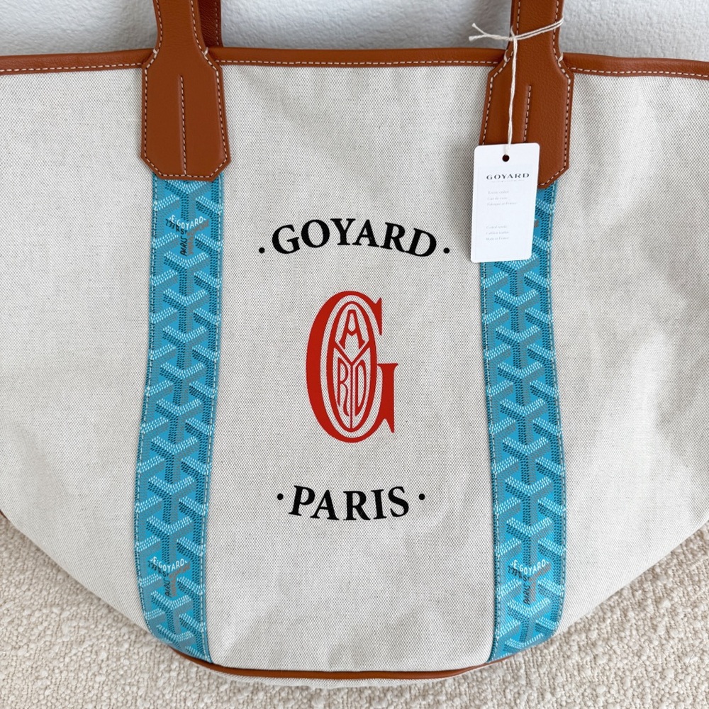Goyard Belharra Shoulder Tote Bag in Reversible Turquoise & Tan - Picture 10 of 16